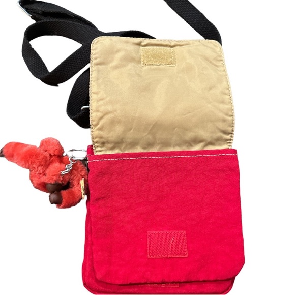 Kipling Eldorado Small Cross-body Travel Bag Red with little red monkey - Picture 2 of 4